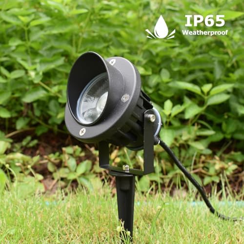 GBS9809 Flag Light, 9W LED Outdoor Spotlight 120V, 5000K Daylight, IP65 Waterproof Landscape Light with Metal Ground Stake & Deck Mount, Plug in Spotlight for Flagpole, Tree, Yard (Pack of 2) - Image 4