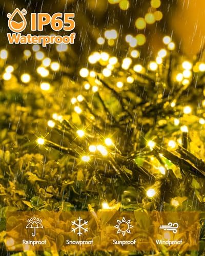 Solar Christmas Lights Outdoor 2 Pack 144FT 400LED String Lights Warm White - Image 4