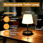 Rechargeable Table Lamp, Cordless Shower Lamp Waterproof- Black - Image 2