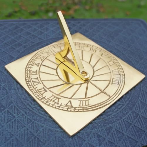 10 Inch Polished Brass Rising Sun Sundial – Handmade Garden Sundial Clock with Roman Numerals, Decorative Outdoor Sun Dial, Heavy Brass Garden Decor by Unknown