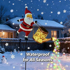 Christmas Santa Solar Kettle Lights Garden Lawn Decorative Lights, Outdoor Waterproof Santa Watering Can, Claus Stake Light for Patio Lawn Xmas Holiday Decor, Courtyard, Pond, Walkway (2PCS Color) - Image 3