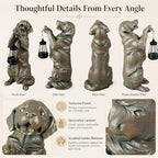 Solar Garden Statue Outdoor Decor 17.5 In Golden Retriever Dog with Lantern - Image 5