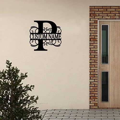Metal Sign P Custom Name Initial Letter Monogram Personalized Steel Metal Wall Decor Artwork Sign Ready to Hang Decorative Metal Welcome Sign Decoration for Front Door Entryway Lodge 24 Inch - Image 6