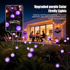 Solar Firefly Lights Outdoor Purple Halloween Garden Decor 4 Pack - Image 2