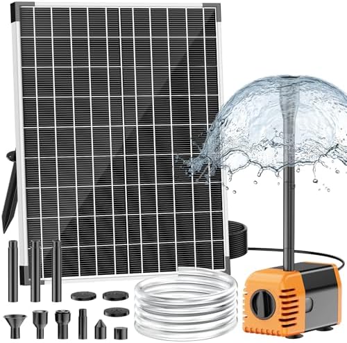 NFESOLAR 30W Solar Fountain Pump, 280GPH Solar Pond Pump with Foldable Solar Panel, Adjustable Flow Solar Water Pump with 6.6FT PVC Tubing for Outdoor Pond, Garden, Waterfall, Hydroponic, Pool by NFESOLAR