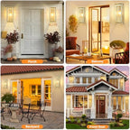 19 Inch Gold Outdoor Wall Light Fixtures, 2 Pack Porch Lights - Image 2