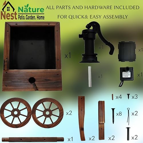 NestNature Solar Water Fountain|Wooden Fountain-Adds Rustic Farmhouse Charm - Image 6