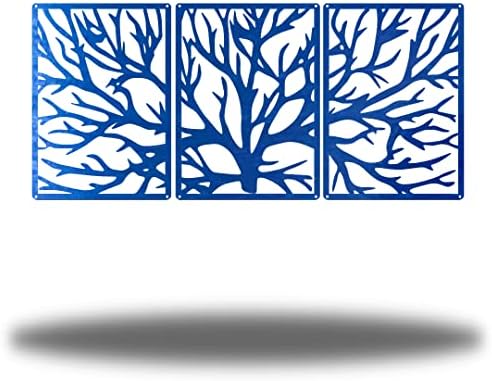 Riverside Designs 3 Panel Tree | Large Metal Art Sectioned Steel Decor | Made In USA | Multiple Sizes and Colors (Blue, 30") by Allyoursteeld%C3%A9corneeds