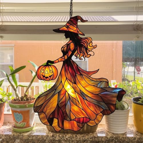 Jack-o'-Lantern Witch Acrylic Suncatcher - Image 4