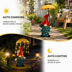 Solar Garden Gnome Statue with Umbrella LED String Lights, DIY Yard Decor - Image 4
