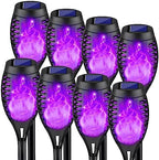 8P Purple Flickering Flame Halloween Solar Lights for Halloween Decorations by Kurifier