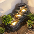 MAGIC UNION 4-Tier Cascading Rock Outdoor Waterfall Fountain, Gray - Image 5