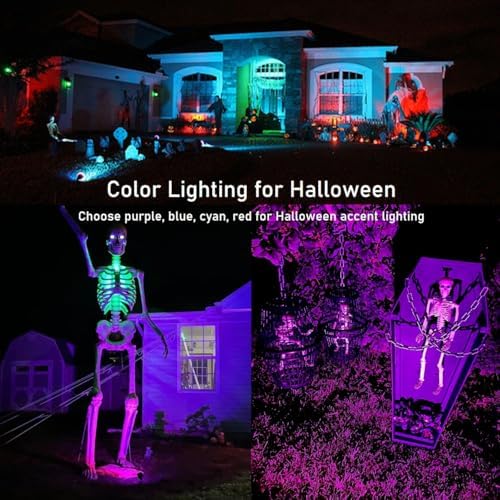 TOVEENEN Color LED Outdoor Landscape Spotlight - 120V 12W Waterproof Spot Lights for Christmas Halloween Yard House, 2 Pack - Image 5