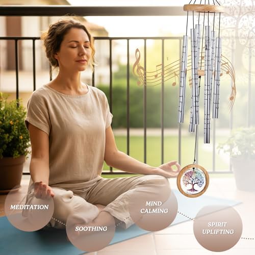 Memorial Wind Chimes for Outside 34" Tree of Life Wind Chime Outdoor for Garden Porch Decor Memorial Bereavement Sympathy Gift for Loss of Loved One Mom Dad Grandpa Grandma Friends - Image 6