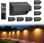 ZCXLIGHT Solar Fence Lights Outdoor, 8 Pack Fence Solar Lights Outdoor with Remote Control Long Lasting, Ultra Bright IP65 Waterproof LED Solar Wall Lights for Fence Deck Step by ZCXLIGHT