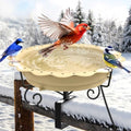 Heated Bird Bath for Deck Railing, 100W Heated Birdbath for Outdoors, Khaki by Jvgoo