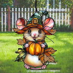 Little Mouse and Pumpkin Acrylic Suncatcher by AVAGAN