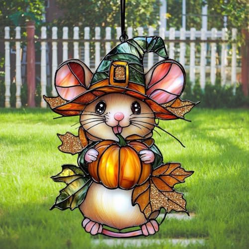 Little Mouse and Pumpkin Acrylic Suncatcher by AVAGAN