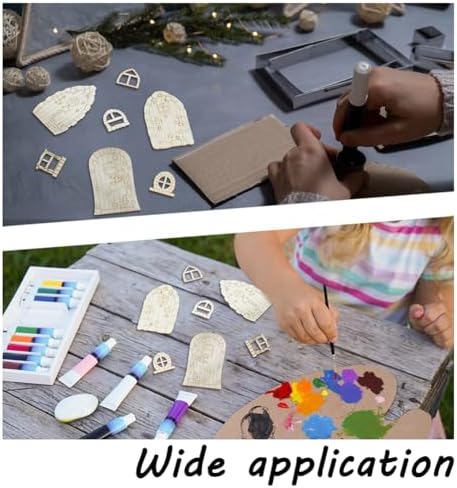 128 Pcs Fairy Doors, 16 Styles Wooden Miniature Garden Door Unfinished DIY Blank Windows for Miniature Fairy Room Decorations - Image 5
