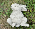 Giggling Laying on Back Rabbit Concrete Rabbit Garden Statue White Rabbit Figurine Stone Rabbit Memorial 1 - Image 2
