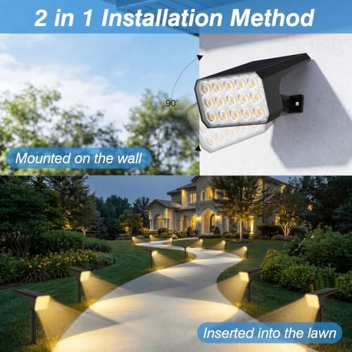 Solar Spot Lights Outdoor Waterproof, 2 Pack, 75 LED Warm White - Image 6