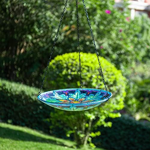MUMTOP Hanging Bird Bath Outdoors Glass Bird Water Bowl Feeder Garden Decor - Image 5