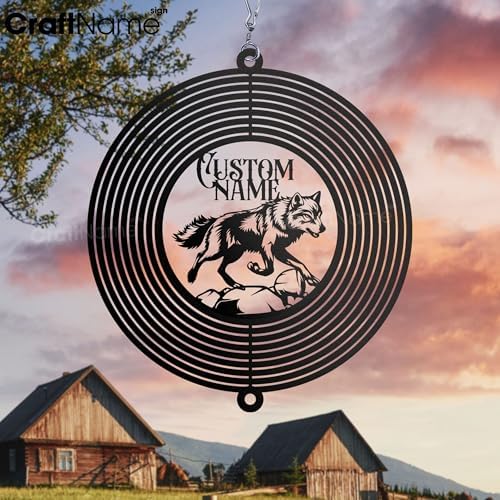 Personalized Wolf Metal Wind Spinner, Custom Wolf Spinner Hanging Indoor Outdoor Decor, Perfect House Warming Gifts New Home, Custom Gift for Grandmother, Mom, Dad, Wife, Daughter - Image 3