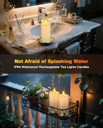 Yme Waterproof Rechargeable Pillar Candles Flickering with Remote Timers - Image 5