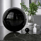1 Pcs Gazing Ball, Stainless Steel Garden Mirror Globe, Polished Ornament Sphere, Hollow Floating Reflective Hemisphere, Home Outdoor Pond, Black(Size:9.84 in/25 cm) - Image 4