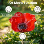 Metal Flower Garden Stakes with Bee Bath & Bird Water Bowl,Pollinator Watering Station,Hummingbird Bath Cup for Outdoor Yard Decor(Blue,3PC) - Image 4