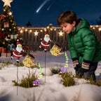 Christmas Solar Lights Outdoor Metal Garden Stake Santa Watering Can Lamp - Image 2