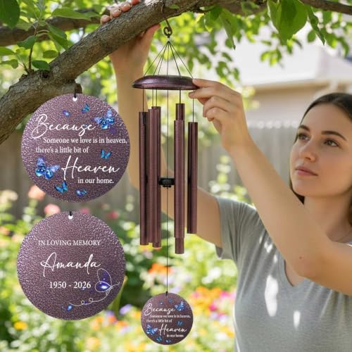 Personalized Butterfly Memorial Wind Chimes for Loss of Mother - Image 6
