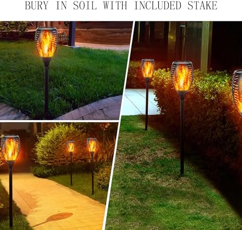 I-SHUNFA 96 LED Outdoor Waterproof Solar Torch Lights with 3 Modes—Flickering Flame, Fade Effect, or Full Brightness! Automatic On/Off Landscape Decorations and Security Lights - Image 6