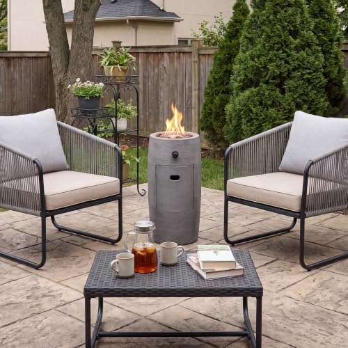 COSIEST Outdoor Propane Fire Pit, 11 inch Small Round Firepit Fire Column w Lava Rocks, Rain Cover for Outside Garden, CSA Certified, 40,000 BTU (Gray) - Image 4