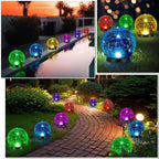Glooglitter 6 Pcs Extra Large Solar Globes Lights Outdoor Cracked Glass Ball Solar Light Multi Color Pre Lit Crystal Waterproof Lawn Globes for Yard Landscape Garden Decor (4.72") - Image 2
