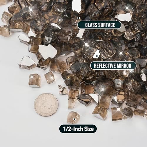 Skyflame 15LB Bronze Fire Glass, 1/2 Inch Reflective Fireplace Glass - Image 2