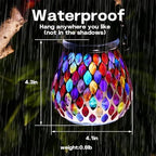 2 Pack Mosaic Red Solar Lanterns, Outdoor Glass Hanging Lights, Waterproof, Solar Table Lamps, Christmas Gifts for Women Mom Grandma, Night Lights, Decoration for Garden, Patio, Yard, Outdoor Decor - Image 3