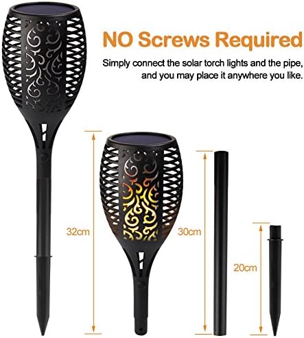 JIAN YA NA Solar Tiki Torch Light Flame Garden Lights,96 LED Waterproof Dusk to Dawn Auto On/Off Flickering Flames Torches Lights Landscape Lighting Outdoor Security Path Light for Patio Deck - Image 3