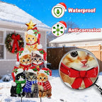 Cat Christmas Garden Stakes 30in Metal Santa Hat Stacking Yard Decor - Image 4