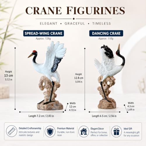 LOGOFUN 2PCS Red Crowned Crane Craft Set with Rock Base for Aquarium - Image 2