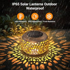 Solar Lanterns Outdoor Waterproof, 4 Pack Flower Petal Solar Garden Lights with 2 Lighting Colors, Vintage Metal Outdoor Patio Garden Decor - Unique Gifts for Women Mom Sisters Birthday - Image 3