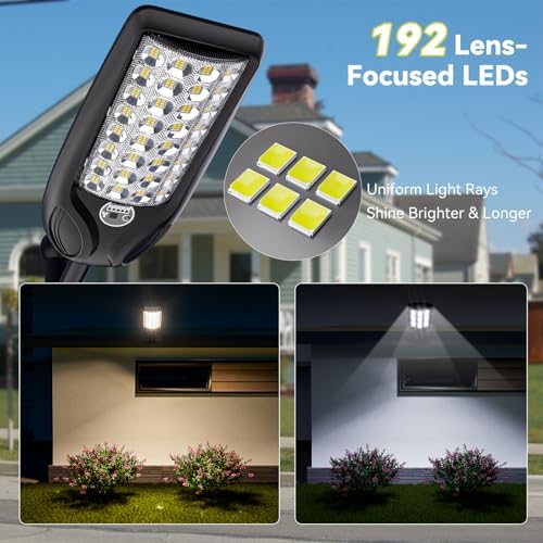 MMKT Solar Street Lights Outdoor Waterproof, 3 Color LED Dusk to Dawn Solar Light, Flood Lights with Motion Sensor and Remote Control, Parking Lot Light 1 Pack (Large 2 Pack) - Image 4