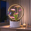 15 Inch H Tabletop Zen Water Fountain with LED Light, Indoor Lotus Waterfall Feature for Meditation Yoga Spa, Decor for Desk, Bedroom, Living Room & Office by QINGYINGGE