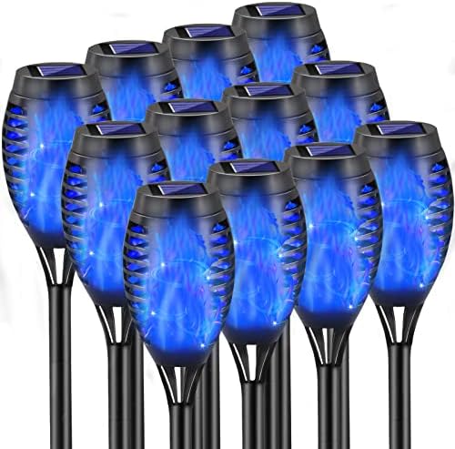 Blue Solar Lights Outdoor, 12 Pack Solar Torch Lights by COCOMOX