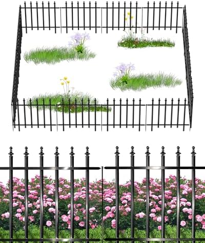 10-Panel Strong Dog Fence, 32in H x 24ft L, Thickened Hollow Iron Tubes, High-Density Metal Barrier for Yard, No Dig Temporary Fencing by SciyenOutdoorFencing