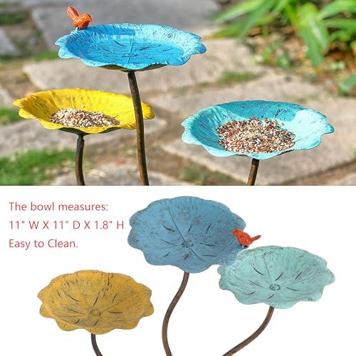 Cast Iron Pedestal Bird Bath Feeder Combo for Outside, Heavy Duty Outdoor Bird Bath/Feeder for Wildlife, Stable and Easy to Clean Birdbath - Image 4