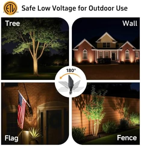 Gardenreet Die-Cast Brass Spot Light Outdoor - 12V Uplighting Waterproof, LED Low Voltage Landscape Lights Metal, Bronze for Fence Fountain with Bright White MR16 Replaceable Bulbs (12 Pack) - Image 5