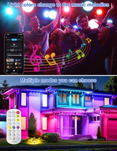 Spot Lights Outdoor, Smart LED RGBW Color Changing Landscape Lighting with APP and Remote Control, Music Mode, DIY Scenes, Timing, IP65 Waterproof Spotlights Plug in for Yard Garden, 8 Pack - Image 5