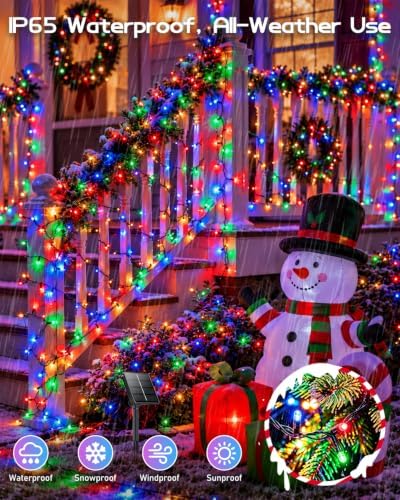 OZS 4 Pack 320 LED Solar String Lights Outdoor Waterproof, Multicolor - Image 4