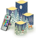 Jeiento Christmas Flameless Candles, Battery Operated LED Real Pillar Wax Flickering Moving Wick Effect Candle Sets with Remote Control Cycling Timer, 3 inch,4 inch,5 inch, 6 inch, Pack of 4 by Jeiento